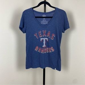 ‘47 Brand Texas Rangers Baseball V neck Tee, Size L